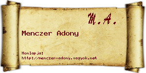 Menczer Adony névjegykártya